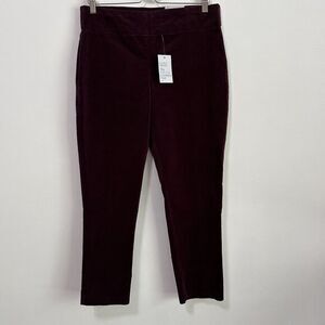 Croft & Barrow Pull On Corduroy Pants 12 Petite Plum Stretch‎ Mid Rise NEW